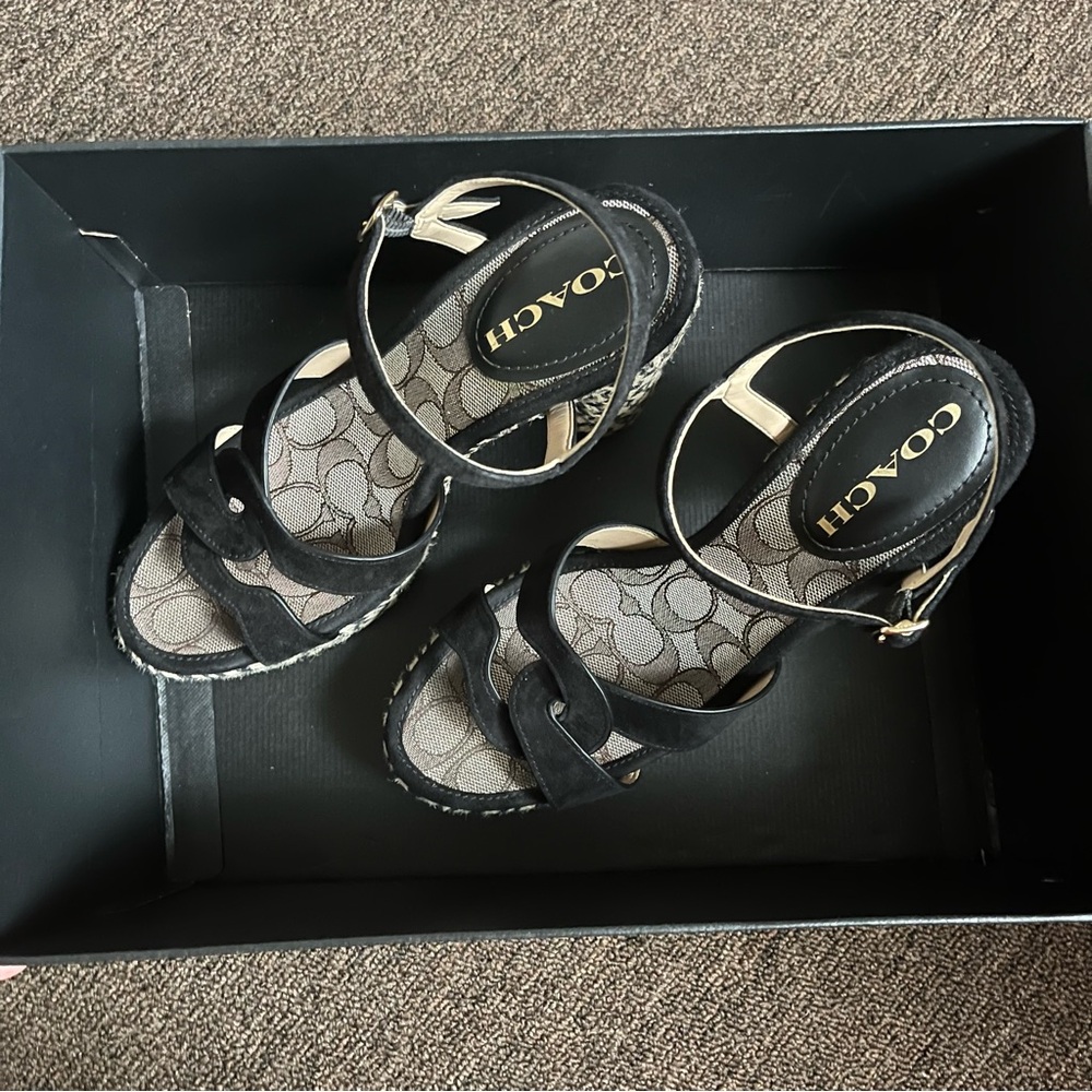 Coach Women’s Talia Suede Platform Dress Sandals | Original Box